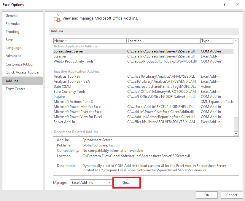 SPS - How to enable the Spreadsheet Server Ribbon in Microsoft Excel