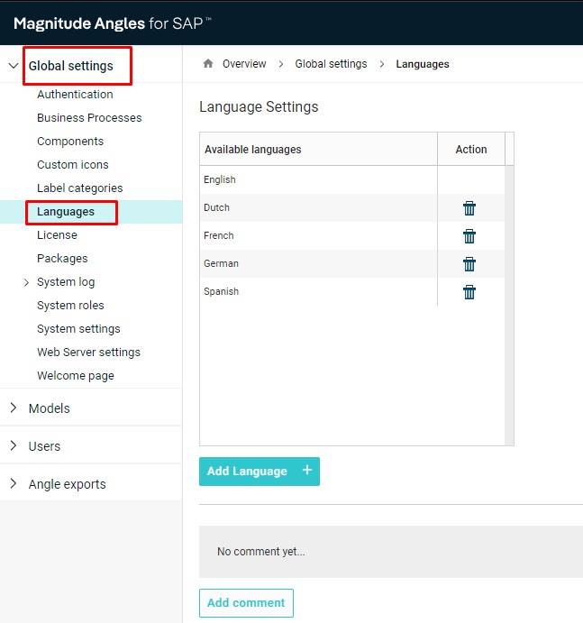 Angles Management Console 'Add extra Language'