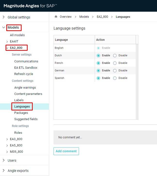 Angles Management Console 'Add extra Language'
