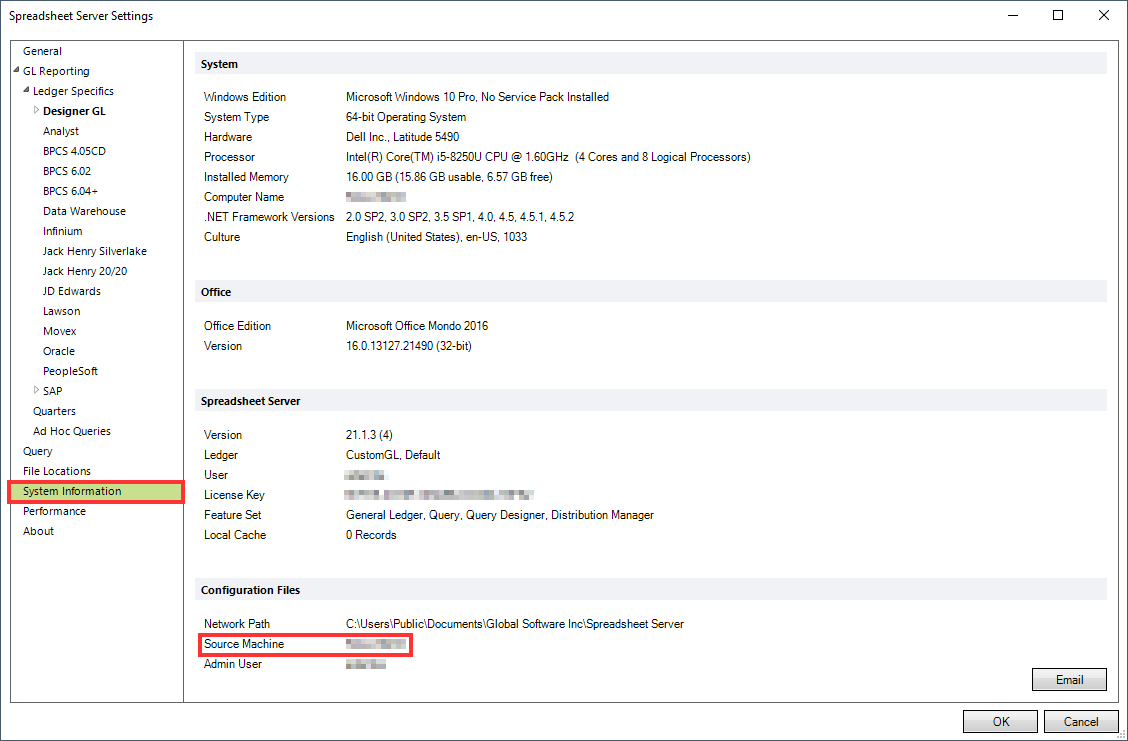 Spreadsheet Server SPS How to find what machine Application