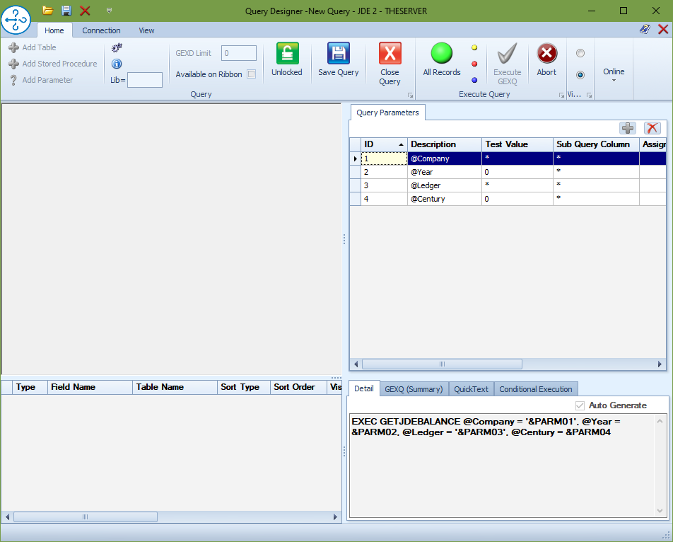 Spreadsheet Server SPS Using Stored Procedures with Query Designer