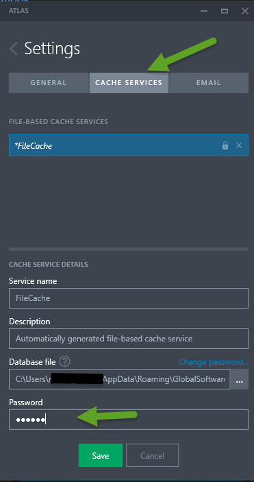 Atlas Feature for Data Management Security Password Protect your File cache